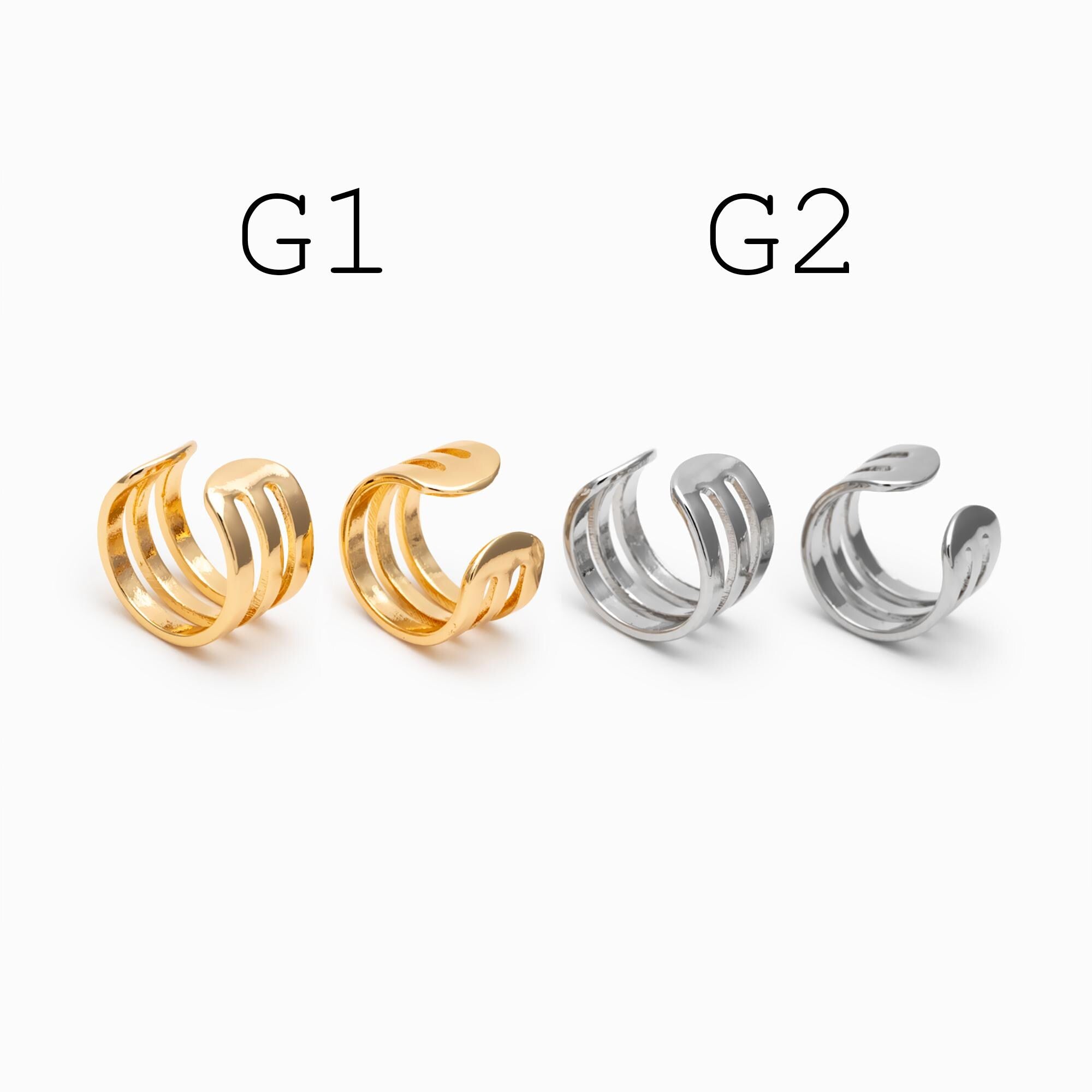 10pcs Gold Ear Cuff, Cartilage, Fake Piercing, Cartilage Ear Cuff, Ear Wrap, Earcuff (GB-2826)
